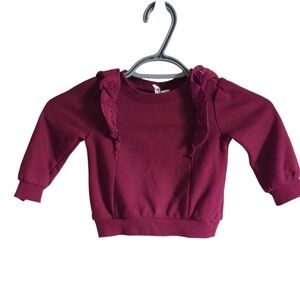 Janie and Jack Eyelet Sweatshirt‎ Size 2T Burgundy